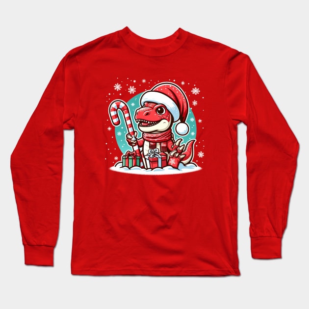 Christmas T-Rex Long Sleeve T-Shirt by Sketchy